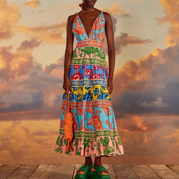 🌺🎉HP🎉🌺 NWT Farm Rio Lace Garden Mix Midi Dress - Picture 6 of 16